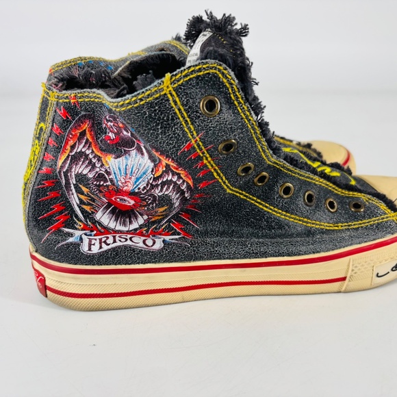 Pre-Owned Men’s Ed Hardy Slip-On “Frisco” Shoes Y2K Leather Size 9 No Laces Rare - Picture 1 of 8